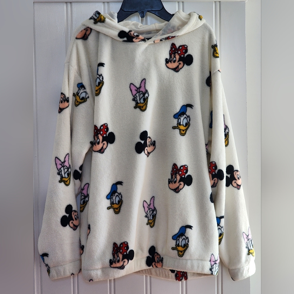 Disney Minnie and mickey mouse and friends cozy fur lined hoodie sweaters new